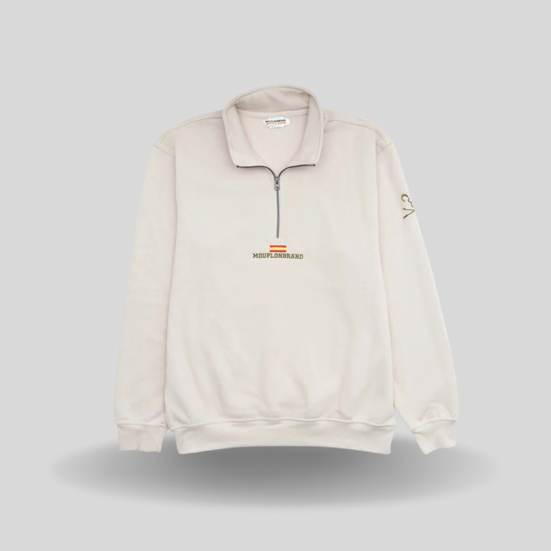 Sudadera Media Cremallera Hueso - MouflonBrand