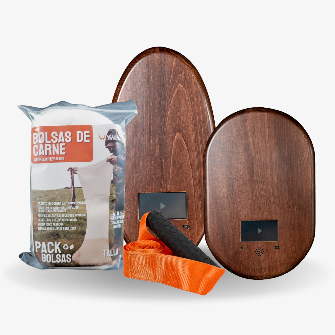 Pack Taxidermia YWH - WildScreen + Pack 2 Bolsas Transporte Carne + Correa de Arrastre