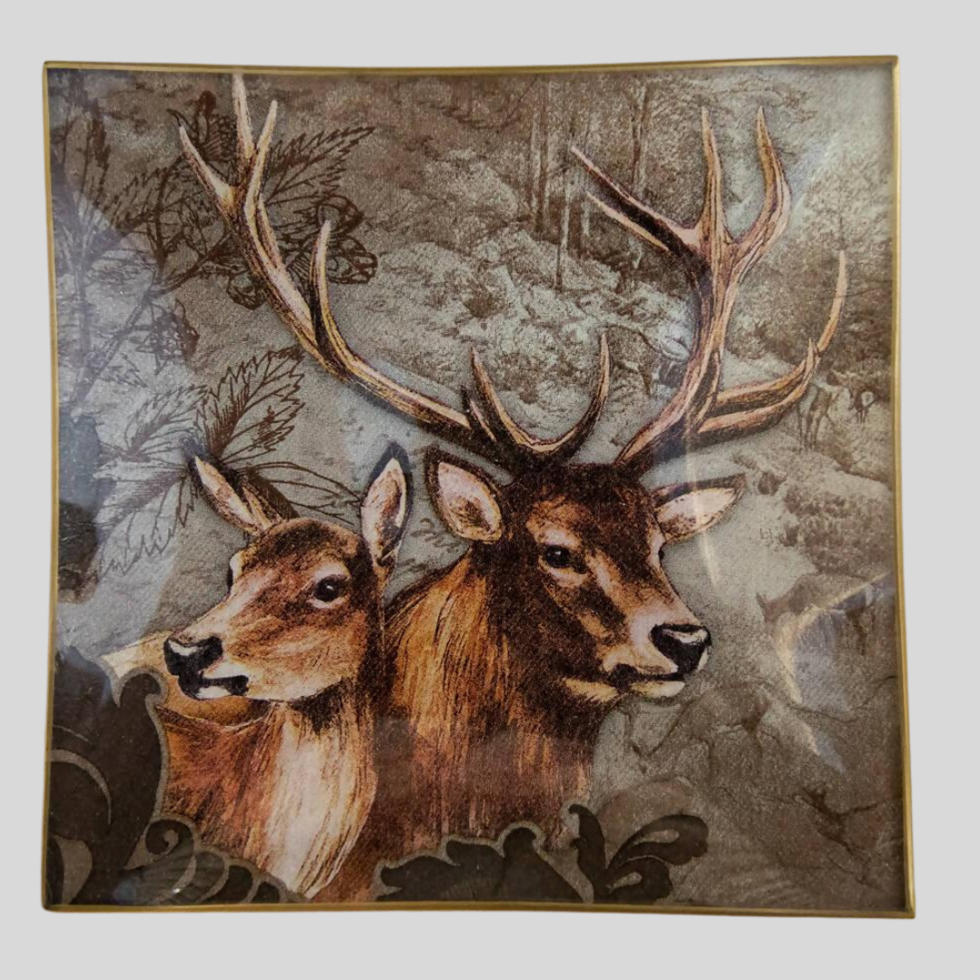 Plato de cristal cuadrado PAREJA DE CIERVOS BROWN Tellerwelt