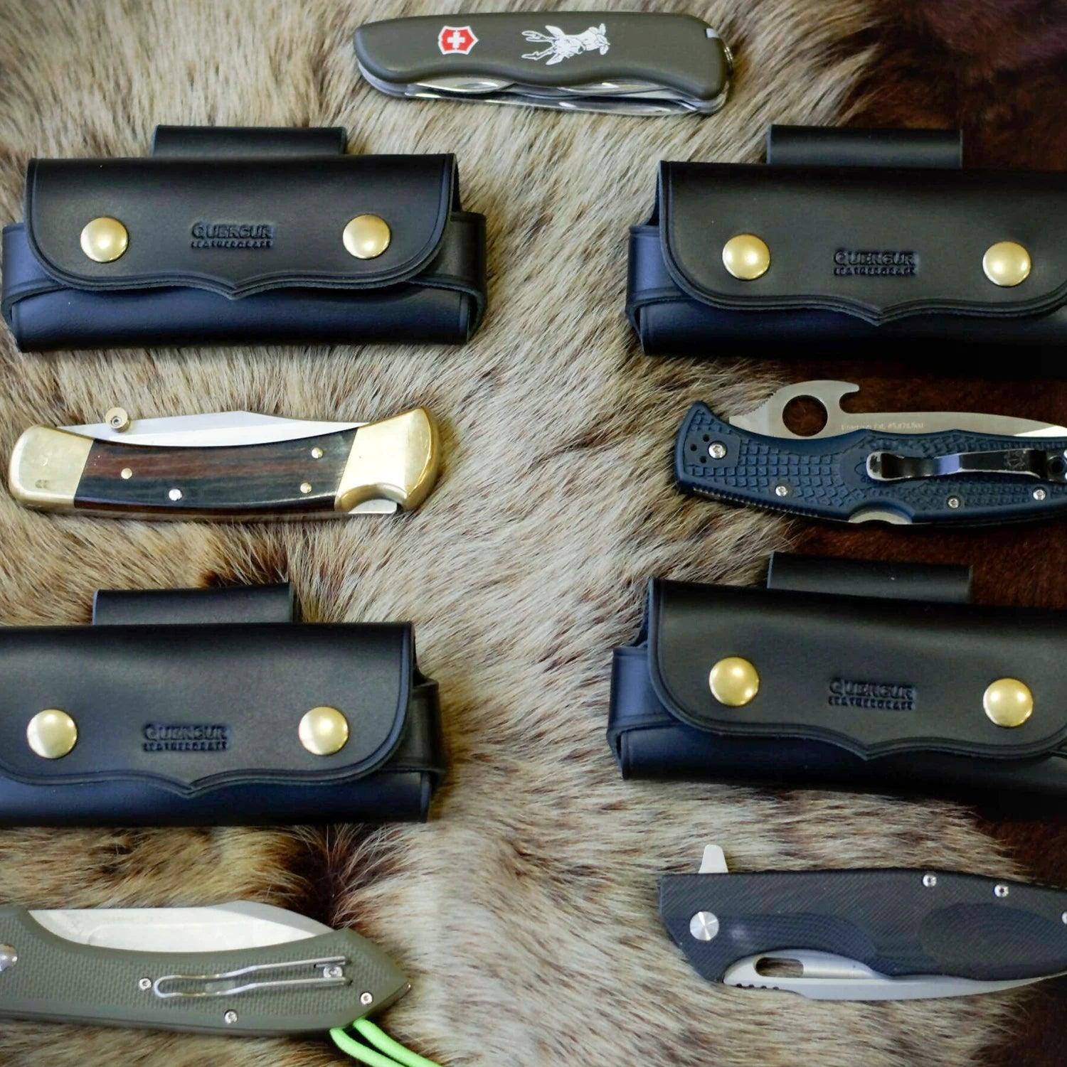 Funda de cuero negra para navaja de caza