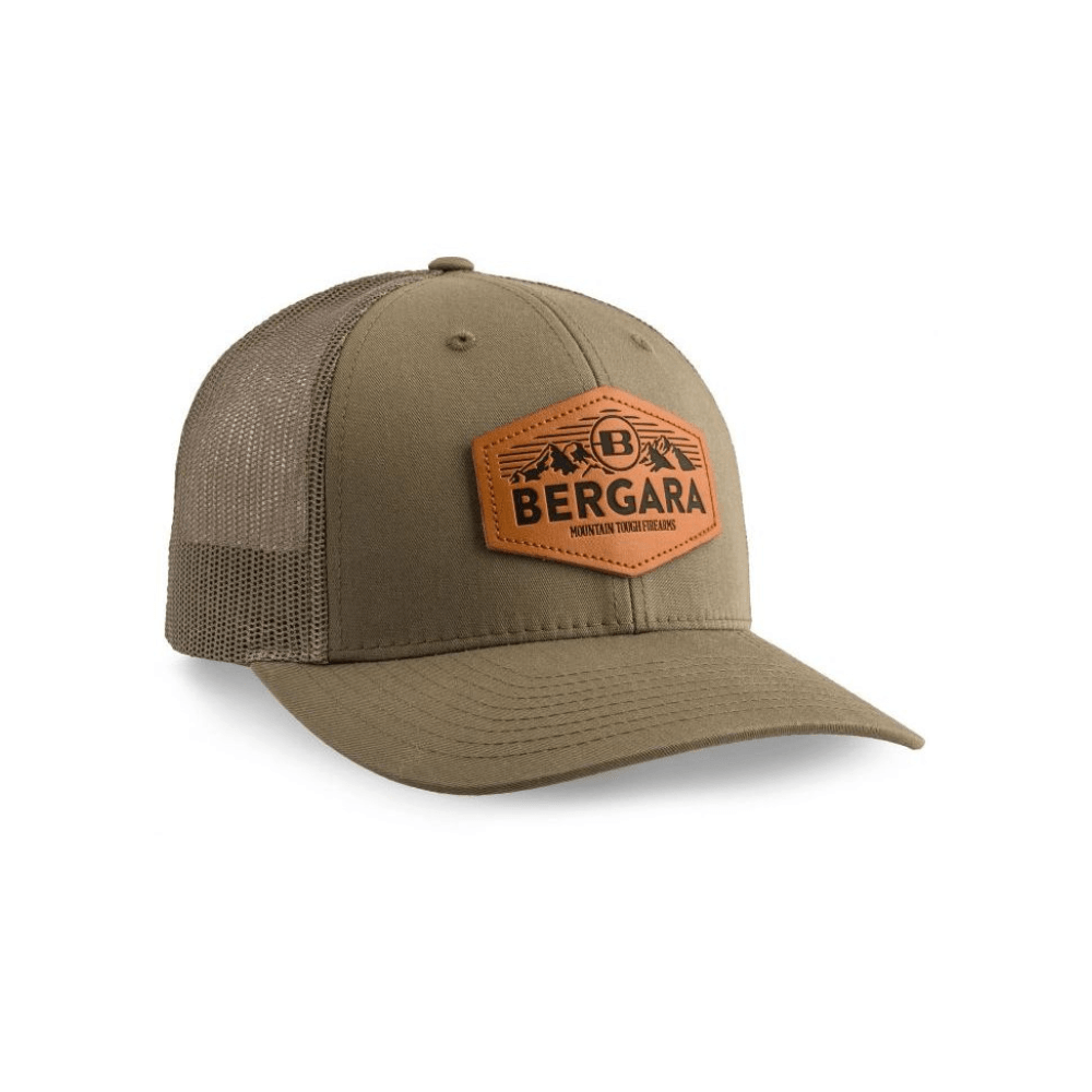 Gorra Bergara Yukon Color Kaki y Marron Con Parche Logo Bergara