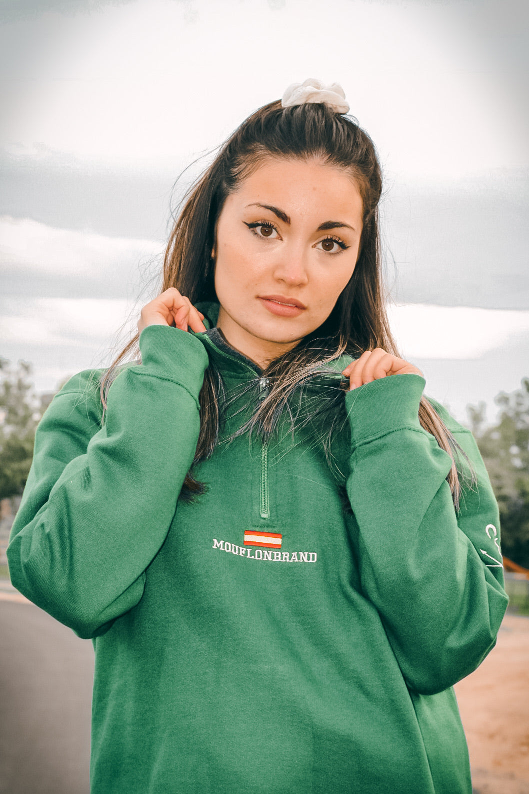 Green Half Zip Sweatshirt - MouflonBrand
