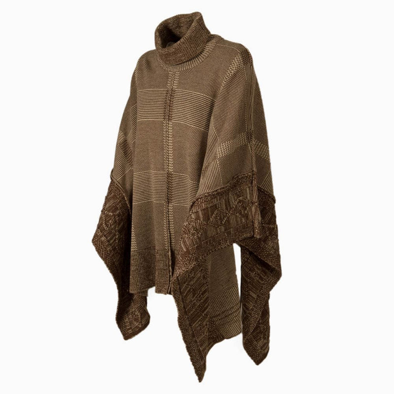 Poncho Caza Mujer Contrastes Brown