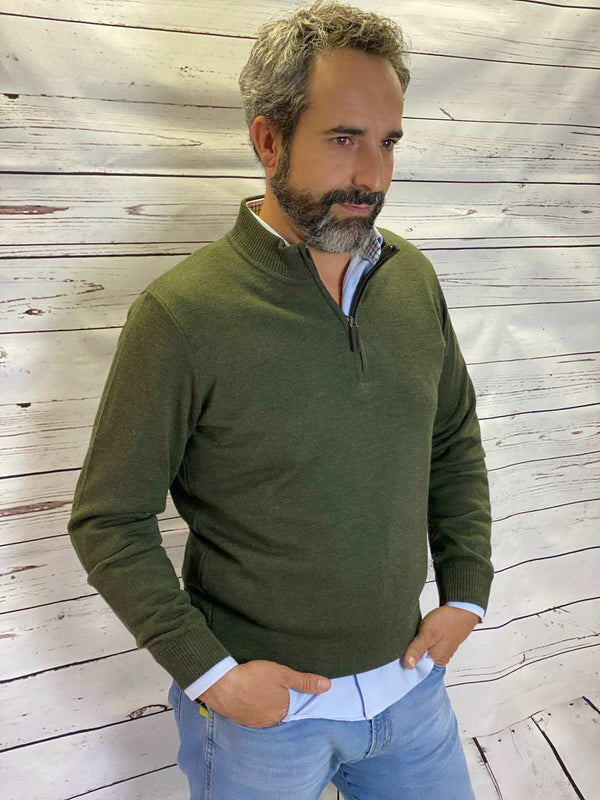 Men's Hunting Sweater Zipper Green