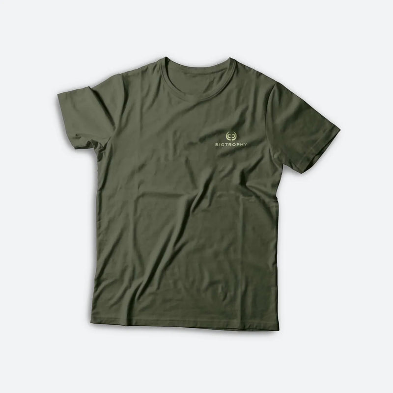 Camiseta de caza verde de manga corta con logo jabalí