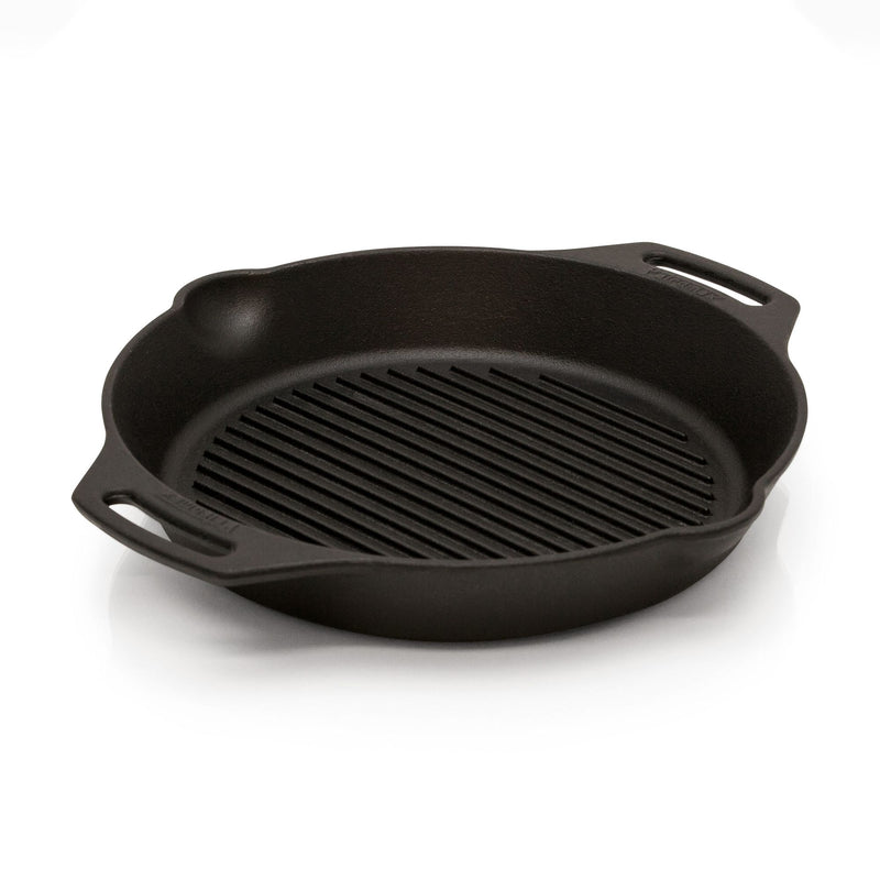 Cast iron skillet and grill GP30H with two handles